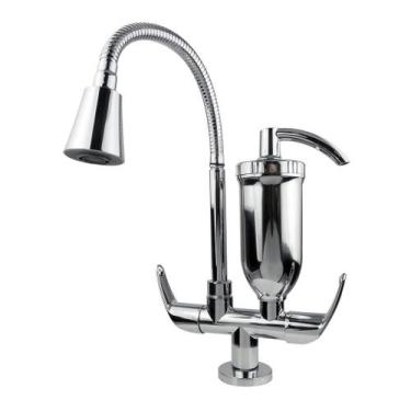 Imagem de Torneira Cozinha Gourmet Filtro Bancada Mesa 2 Jatos 1/4 De Volta Abs 