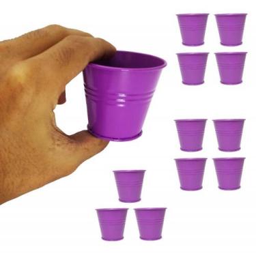 Imagem de Balde Cachepot de Metal Para Mesa Festa Evento Mini Roxo Kit Com 12 (b