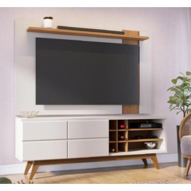 Imagem de Painel Para Tv 70 Polegadas e Bancada com Nicho Adega Off White Matte 