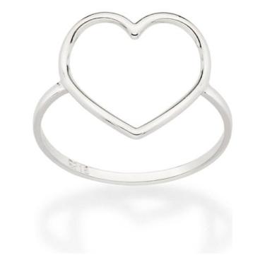 Imagem de Anel Rommanel Coração Vazado Folhado A Platina 310005, Branco, 16