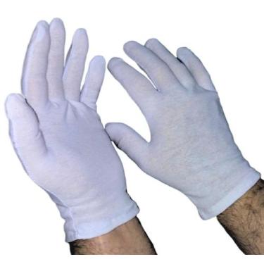 Imagem de Luva de Algodão Kit 6 Pares GG Branca para Alérgicos Fantasia Alergia 