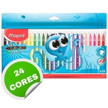 Imagem de Canetinha Hidrográfica Escolar C/24 Cores Maped - Color'Peps