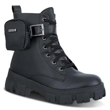 Imagem de Bota Feminina Coturno Tratorada Cano Médio Cadarço Casual - NOVO HÁBIT