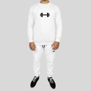 Imagem de Conjunto Calça e Blusa Moletom Careca Sem Capuz Algodão Estampado Peso