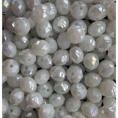 Imagem de Kit 200 Cristais Miçangas Brancas 8 mm Umbanda Guia - META ATACADO