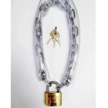 Imagem de Corrente Encapada 5mmx60cm C/cadeado 50mm Bike,moto,portão - Noll