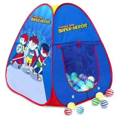 Imagem de Cabaninha Barraca de Bolinhas com 100 Bolas Azul Super Heróis Casinha 