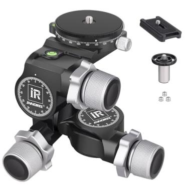 Imagem de Cabeça de tripé com engrenagem profissional para ajustes precisos de fotografia com cabeça esférica de tripé panorâmico panorâmico Arca Swiss Pan-Tilt CNC todo em metal para câmera DSLR Carga máxima