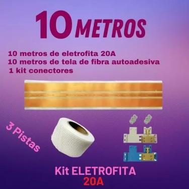 Imagem de Kit Fita eletrica 20a 3 Pistas 10 metro +Conector eletrofita