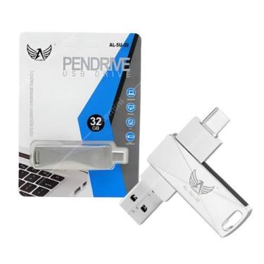 Imagem de Pendrive 2 em 1 Usb 2.0 + Tipo C Para Notebook Celular Tablet MacBooks