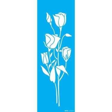 Imagem de Stencil Opa 10 x 30 cm -Flores Lisianthus - 3507 - Opa Criando Arte