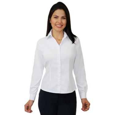 Imagem de Camisa feminina manga longa em ibiza - Demorgan Uniformes, Branco, GG