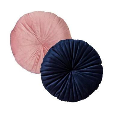 Imagem de 2 Almofadas Redondas Rendy em Veludo Várias Cores - Díspar Design, Azu