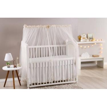 Imagem de Mosquiteiro Berço Americano 1.50 X 1.30 Tule Branco Laço Decorativo - 