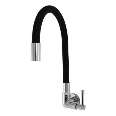 Imagem de Torneira Cozinha Parede Flexível Preta Metal Premium Gourmet - MQC