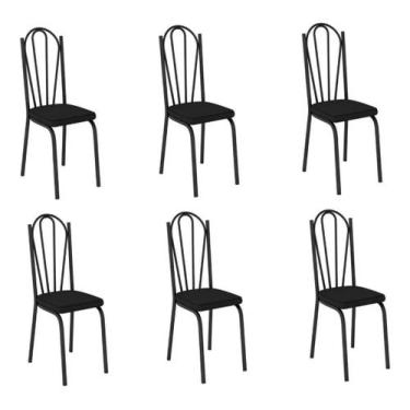 Imagem de Kit de Cadeiras 121 Para Sala de Jantar e Cozinha - Jogo com 6 - Preto