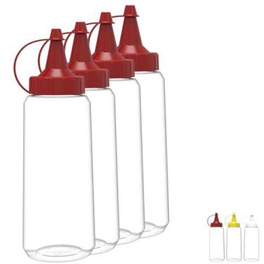 Imagem de Kit 4 Bisnagas Flexível Transparente 250ML Molho Ketchup Maionese Most