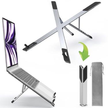 Imagem de POPOACTI Suporte dobrável para laptop, suporte ergonômico de mesa de alumínio, 6 ângulos ajustáveis, leve e compacto, compatível com MacBook de 10 a 17,3 polegadas, iPad, Dell, HP, Lenovo, Asus