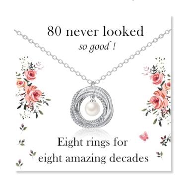 Imagem de ACOGVN Presentes de aniversário 30, 40, 50, 60, 70, 80, 90 anos, para mulheres, colar de aniversário com cartão de aniversário doce para mulheres, mãe, esposa, avó, filha, irmã, tia, sobrinha, amiga,