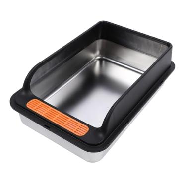 Imagem de Caixa de Areia para Gatos de Aço Inoxidável Fechada, 19,7 X 13,8 X 7,9 Polegadas de Grande Capacidade, Não Pegajosa, Anti-vazamento, Laterais Altas, Caixa de Areia de Metal,