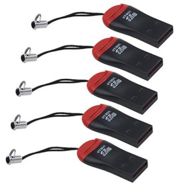 Imagem de VizGiz Pacote com 5 adaptadores de cartão micro SD de alta velocidade, leitor de cartão de memória TF USB 2.0 MicroSDHC MicroSD Transflash SDHC Flash Disk para Android Phone Camera Tablet PC Laptop