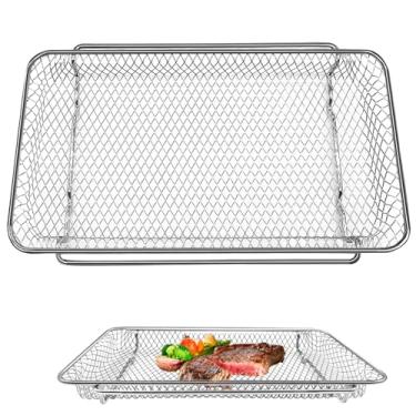 Imagem de GCQ Cesta de substituição para fritadeira a ar Emeril Lagasse Dual Zone 360 Air Fryer Forno 25 QT Air Fryer Convection Toaster Forno 29.5 cm x 17.5 cm de malha antiaderente acessórios de aço peças