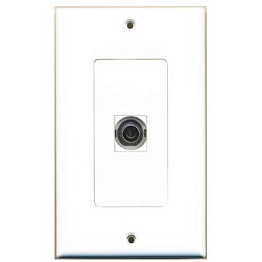 Imagem de RiteAV - 1 placa de parede decorativa com porta de entrada de fone de ouvido de áudio de 3,5 mm - branca