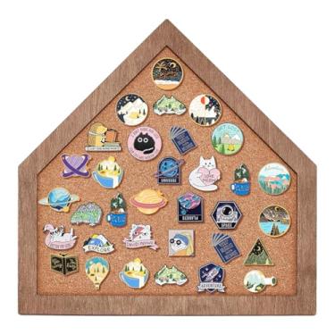 Imagem de BENECREAT Placa de broche de cortiça, bandeja de cortiça de parede, placa de pinos em forma de casa para armazenamento de broches, exibição de joias, decoração de escritório, casa e escola, 29 x 29