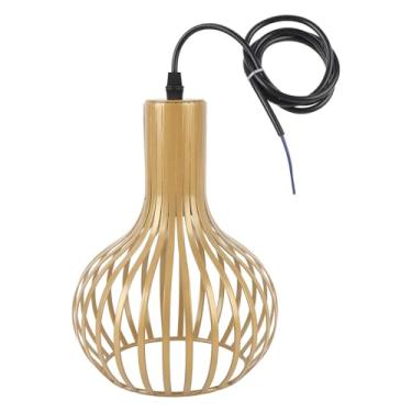 Imagem de Luzes Pendentes de Ilha de Cozinha Lustre de Madeira Com Sombra de Vime Tecido à Mão Com Fio Vintage LED Lustre de Gaiola de Metal para Sala de Jantar, Sala de Estar, Quarto