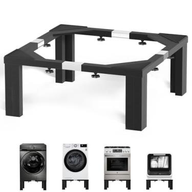 Imagem de Chinchilla Pedestal de lavanderia de aço inoxidável resistente, pedestais universais de lavadora e secadora de 40 cm de altura, suporte universal ajustável para máquina de lavar e suporte de geladeira