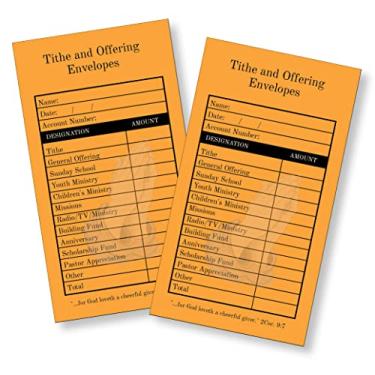 Imagem de 250 dízimos e envelopes de oferta para igreja, 7 moedas tamanho 8,5 cm x 16 cm, papel kraft marrom de 11 kg, impresso em tinta preta na parte da frente, feito e impresso nos EUA