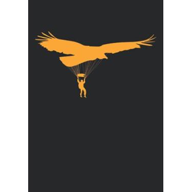 Imagem de Notizbuch A5 liniert mit Softcover Design: Fallschirmspringer an Adler Vogel Skydiver Fallschirmsprung: 120 linierte DIN A5 Seiten