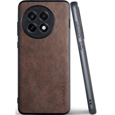 Imagem de AIORIA Capa para Oneplus 13 capa de couro PU premium design retrô capa protetora completa para telefone Oneplus 13 5G (café, para Oneplus 13R)