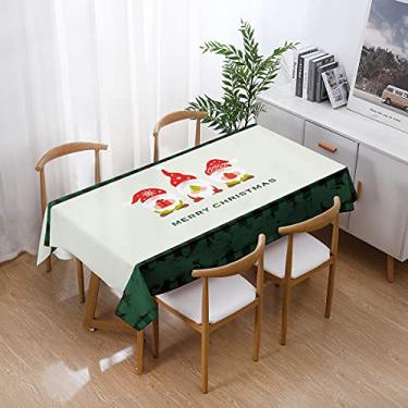 Imagem de ZiDeTang Toalha de mesa de Natal Fabic não feita de papel, impermeável, de poliéster, toalha de mesa decorativa (139,7 cm x 139,7 cm, Papai Noel verde)