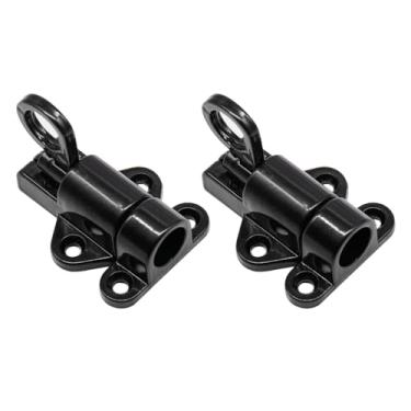 Imagem de 2 PCS Travas de Trava de Anel de Tração, Parafusos de Porta Automáticos de Carga de Mola de Liga de Alumínio Pretos, Aumentam a Segurança para Portão de Janela, Instalação