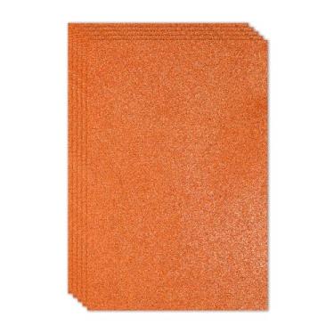 Imagem de PATIKIL Folha de espuma com glitter EVA brilhante laranja 11,8 x 7,9 polegadas 2 mm de espessura com adesivo traseiro brilhante EVA Glitter feltro para projetos de artesanato DIY, 5 peças