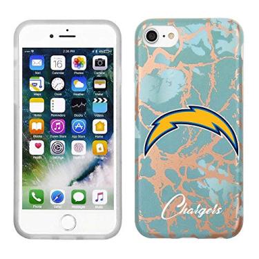 Imagem de Prime Brands Group Capa para celular para Apple iPhone 8/7/6S NFL Licenciado Los Angeles, azul-petróleo e mármore de ouro rosa