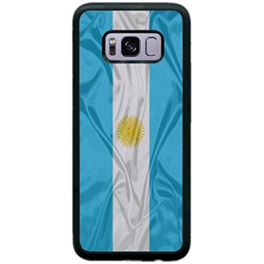 Imagem de Rikki Knight Capa com design de bandeira da Argentina, borracha com proteção contra choques para Samsung Galaxy S8 - Preta