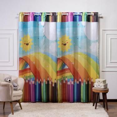 Imagem de Cortina Infantil 3,00x2,20 Estampada Tecido Cetim (Lapis de Cor)