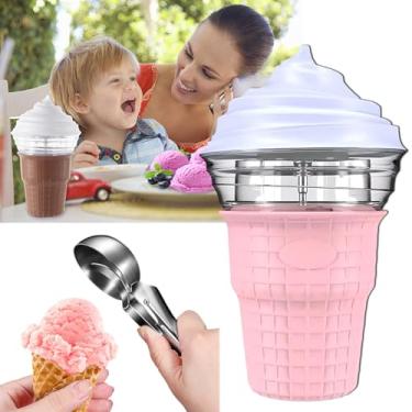Imagem de Mini máquina de cone de sorvete, máquina de sorvete de frutas, raspadinha, máquina de sorvete de sorvete macio de laticínios congelados, cozinha doméstica Mini fruta automática saudável, sorvetei