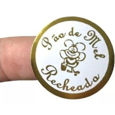 Imagem de Etiquetas Adesivas Uso Manual Pão de Mel Validade e Fabricação Ouro - 