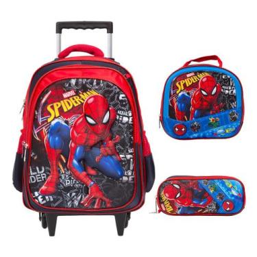 Imagem de Kit Mochila Infantil Masculina Spider Man Rodas Envio 24hrs - TOYS 2U