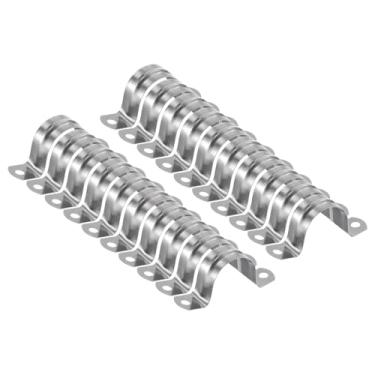 Imagem de HARFINGTON 30 braçadeiras de conduíte de 30 mm de 30 mm, braçadeira de tubo M30 U, correia rígida de aço inoxidável, suporte em forma de U com dois furos para fixação de fio de mangueira de tubo