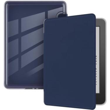 Imagem de Capa Para Kindle 11ª Geração 2024 e 2022 (C2V2L3 e RS23CV) - Sistema de Hibernação - Fechamento Magnético - Traseira Transparente (Azul Marinho)