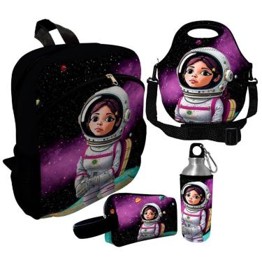 Imagem de Kit Escolar Infantil Mochila de Costas + Lancheira Térmica + Necessaire Plus + Squeeze de Alumínio-Unissex