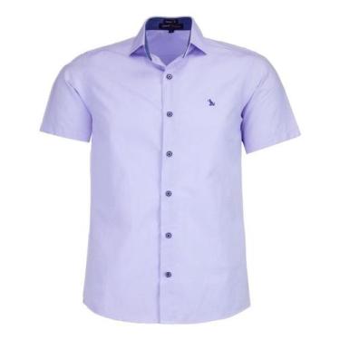 Imagem de Camisa Social Amil Masculina Manga Curta Tecido Misto 1741, Lilás, 2