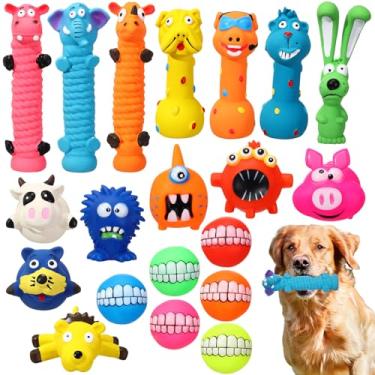 Imagem de Shappy 20 peças de brinquedos para cães de látex, brinquedo de borracha para mastigar bolas macias pequenas e estridentes de animal em pé para filhotes de cachorro buscar brincadeiras interativas para