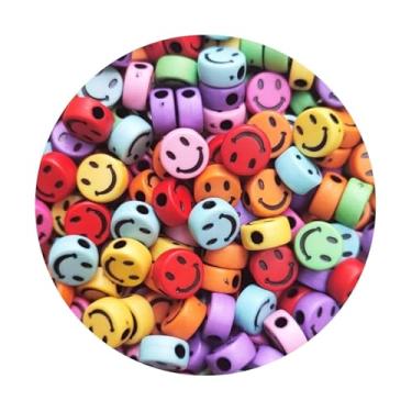 Imagem de Kit 200 Miçanga Smile 10mm ou Dado 8mm Entremeio Missanga Infantil Bijuteria Artesanato (Smile Color 200)