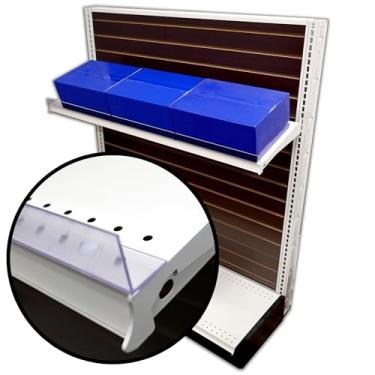 Imagem de Cerca de prateleira para gôndola ou prateleiras de madeira, lábios frontais transparentes para prateleiras de varejo e corredores de lojas, 3,8 cm A x 91,4 cm C, pacote com 5