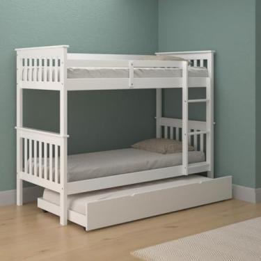 Imagem de Beliche Woodstore De Solteiro Em Madeira Com Cama Auxiliar Branco